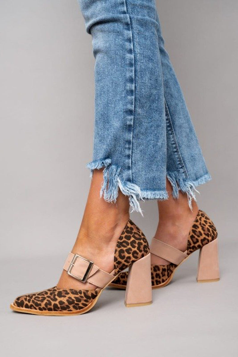 Lynor™ | Leopard Print Suede Sandals – Bold Elegance with a Stable Heel