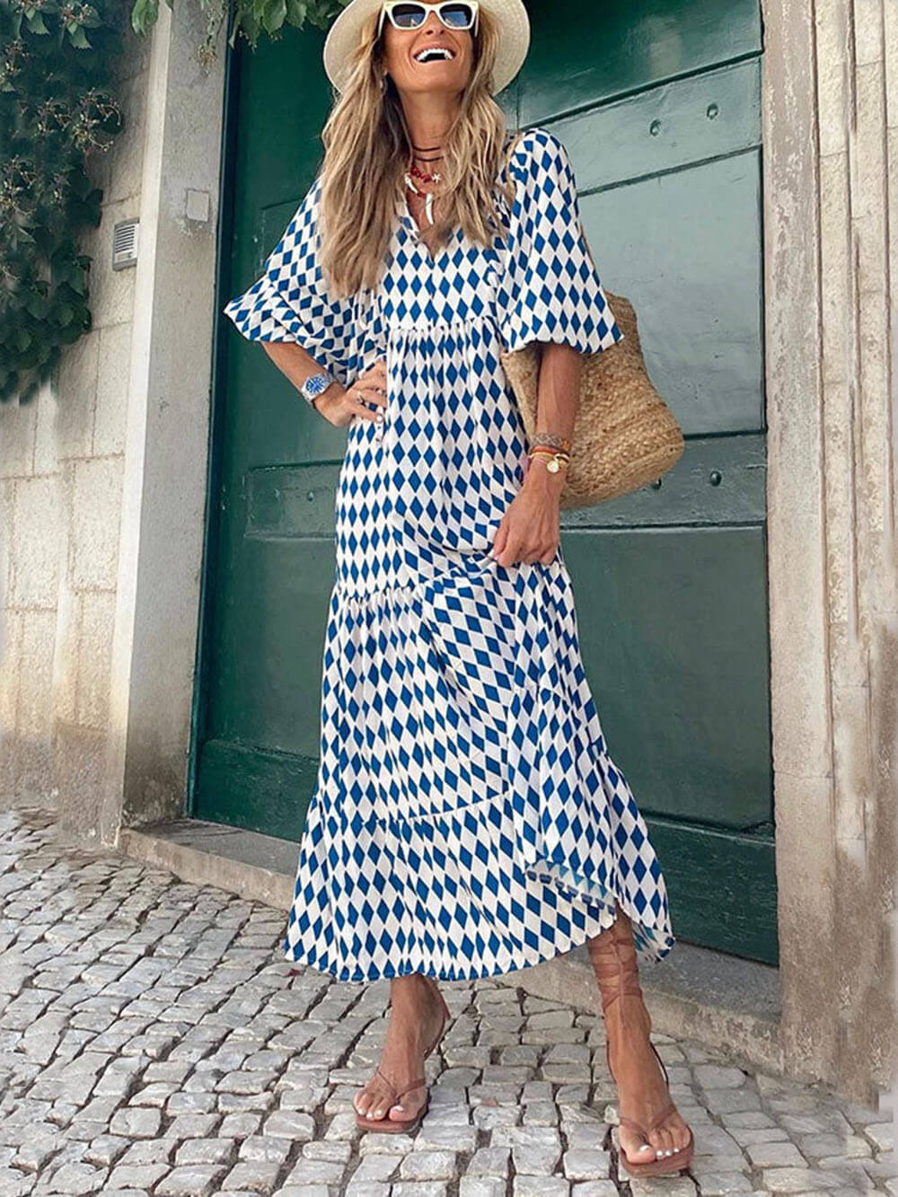 Lynor™ | Stylish Casual Printed Dress – Relaxed Fit with Modern Flair