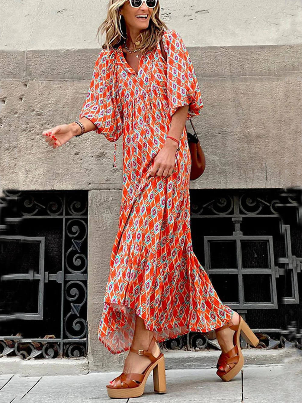 Lynor™ | Stylish Casual Printed Dress – Relaxed Fit with Modern Flair