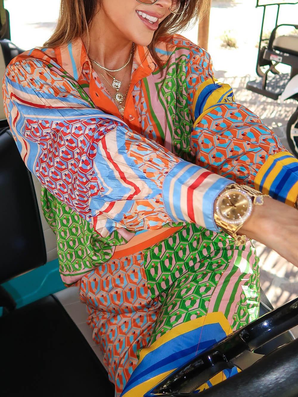 Lynor™ | Puff Sleeves & Vibrant Printed Pants Wide Shirt Set