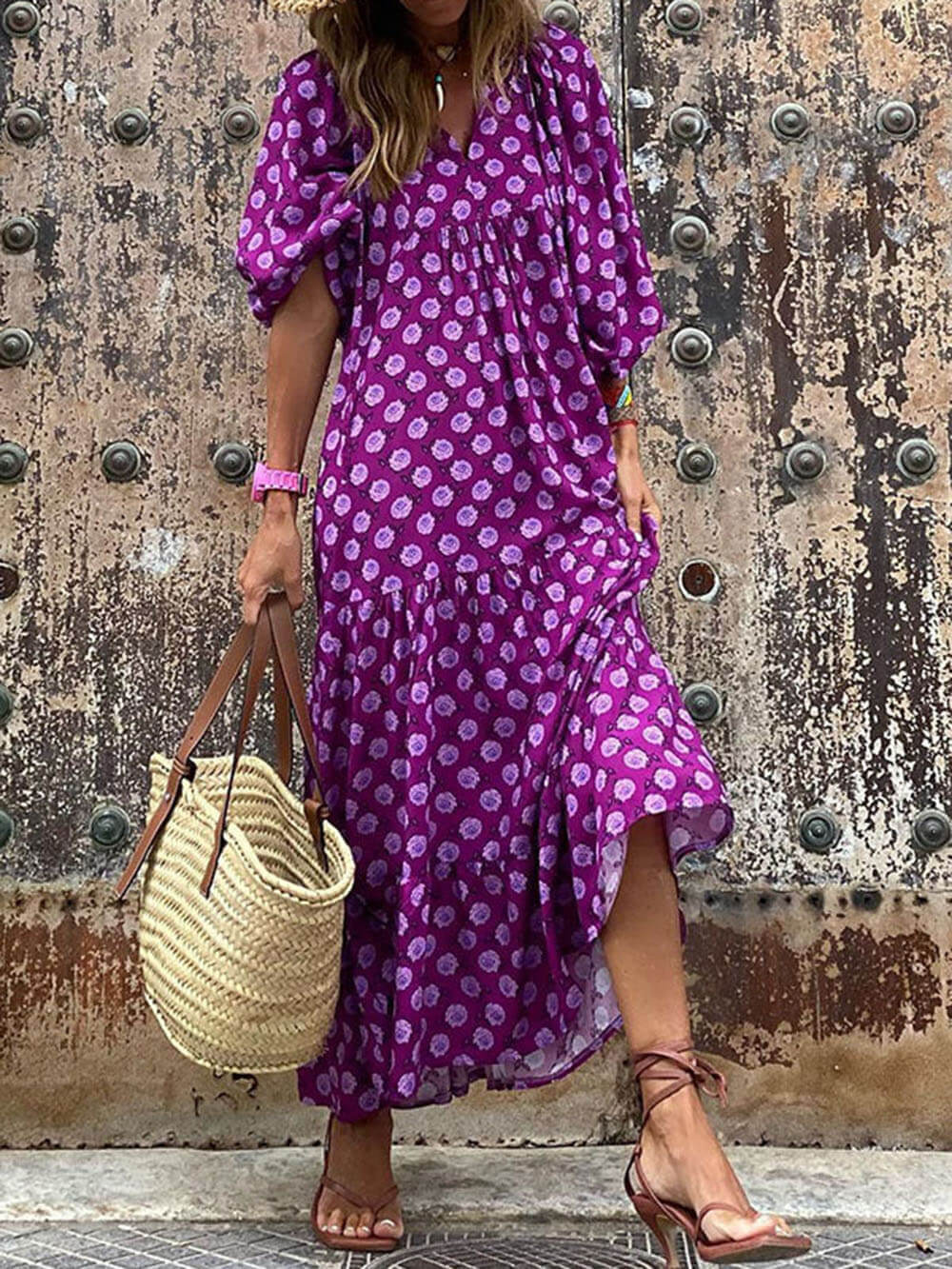Lynor™ | Stylish Casual Printed Dress – Relaxed Fit with Modern Flair