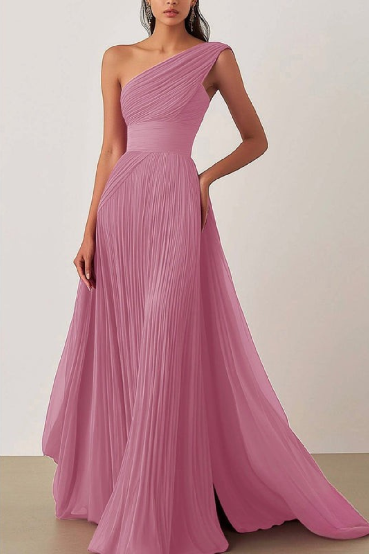 Lynor™ | One-Shoulder Pleated Evening Dress