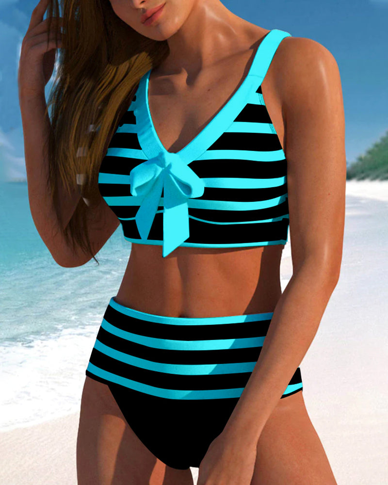 Lynor™ | High-Waisted Striped Bikini for Flattering Summer Confidence