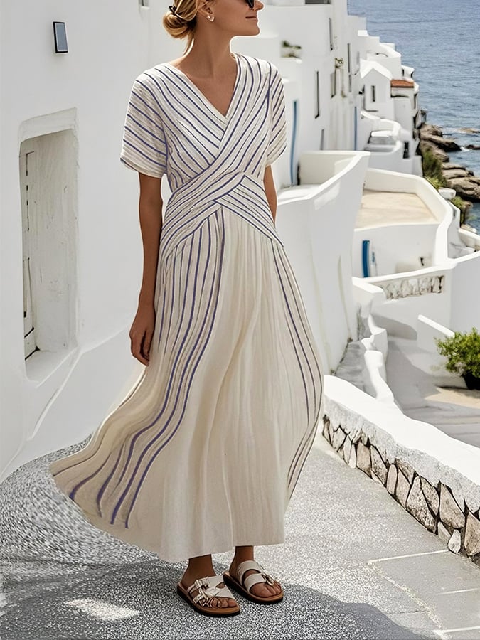 Lynor™ | Loose-Fitting Dress – Stripe Pattern