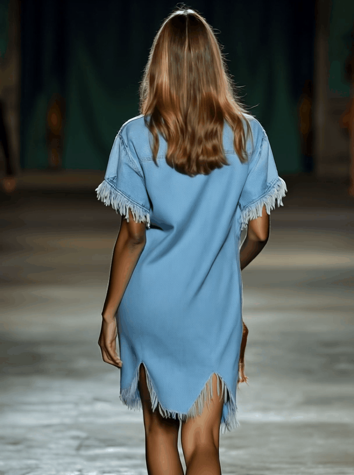 Lynor™ | Casual Loose Vintage Denim Short Sleeve Tassel Mini Dress