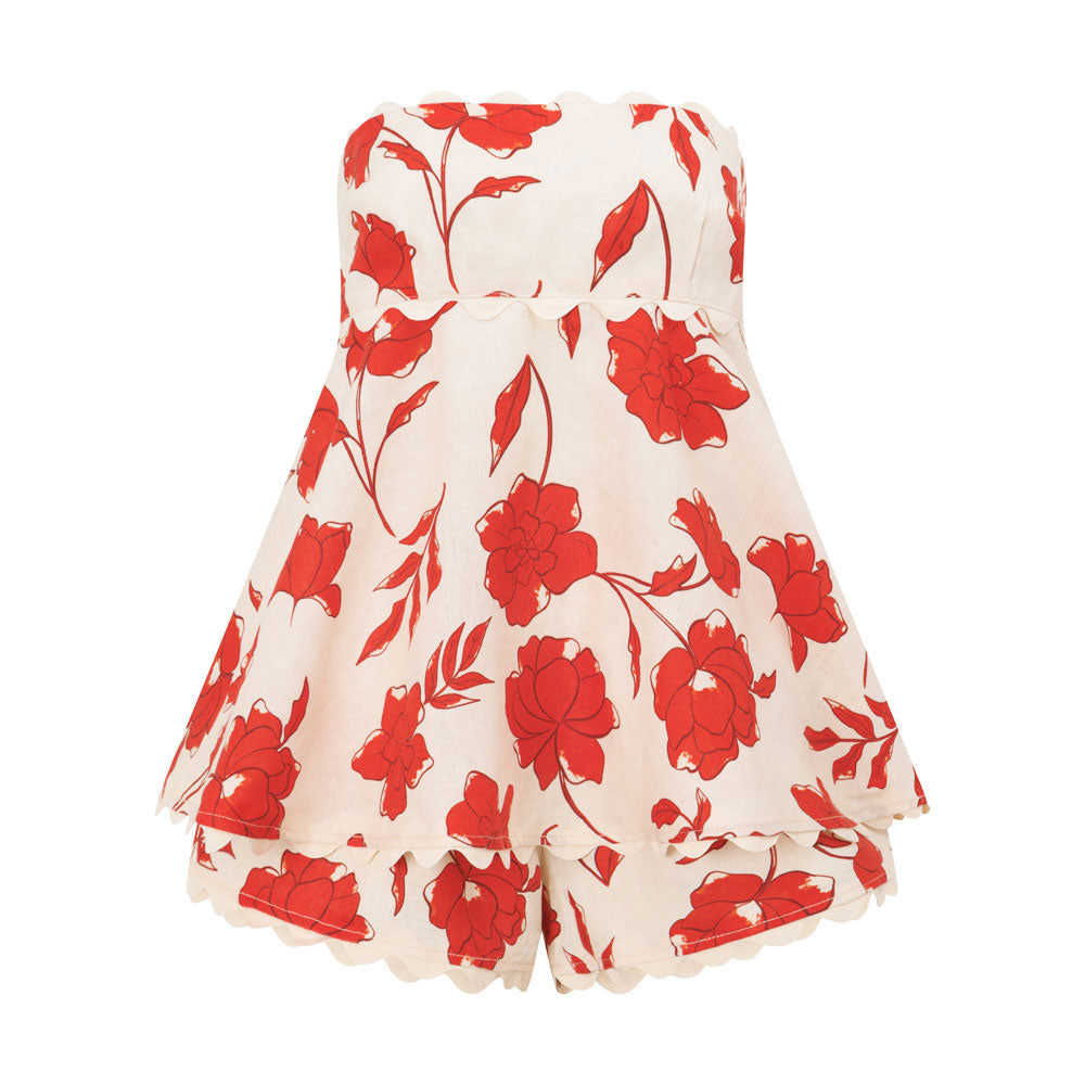 Lynor™ | Ruffled Top & Elastic Waist Shorts Floral Set