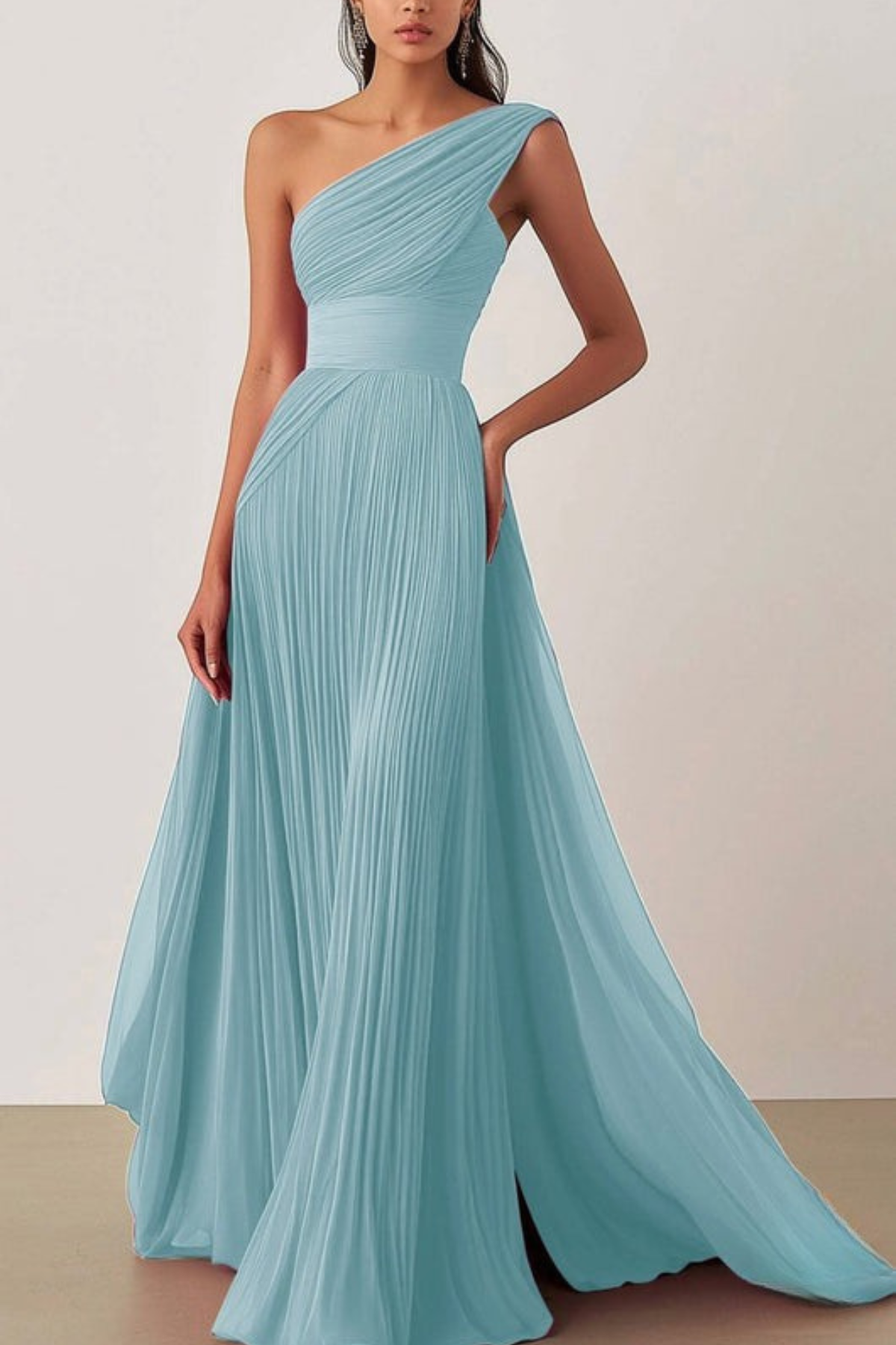 Lynor™ | One-Shoulder Pleated Evening Dress