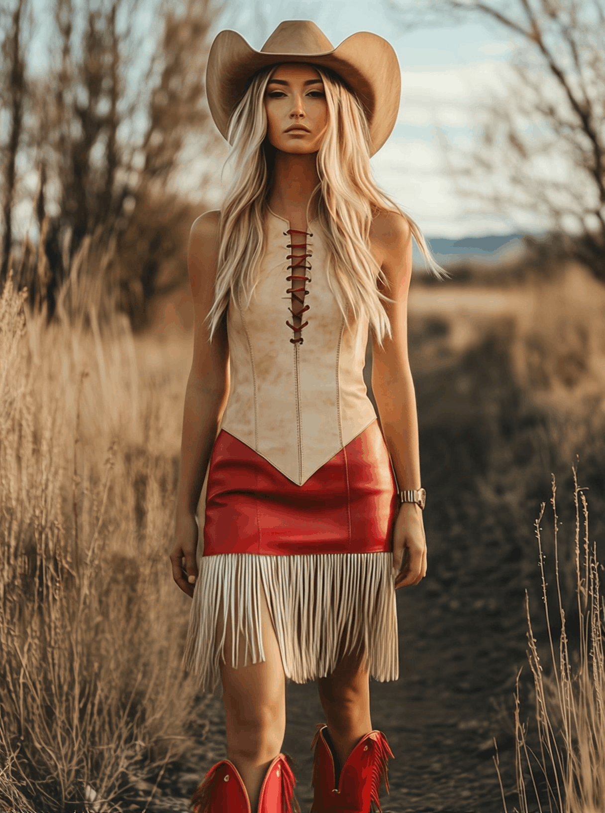 Lynor™ | Elegant Retro Western Contrast Sleeveless Mini Dress with Fringe
