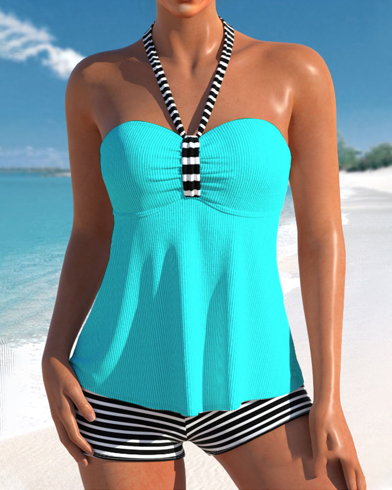 Lynor™ | Striped Backless Tankinis for Effortless Summer Charm