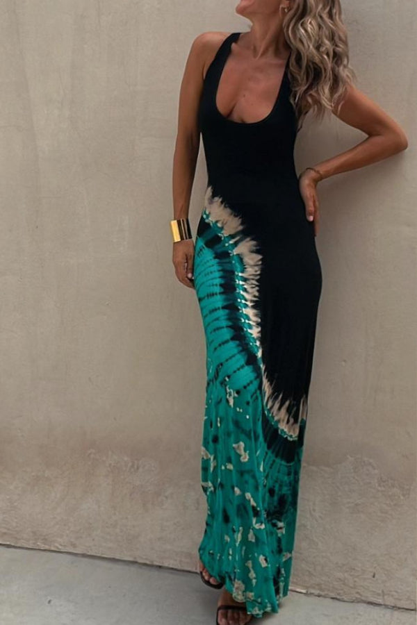 Lynor™ | Elasticized Back Tie-Dye Long Dress