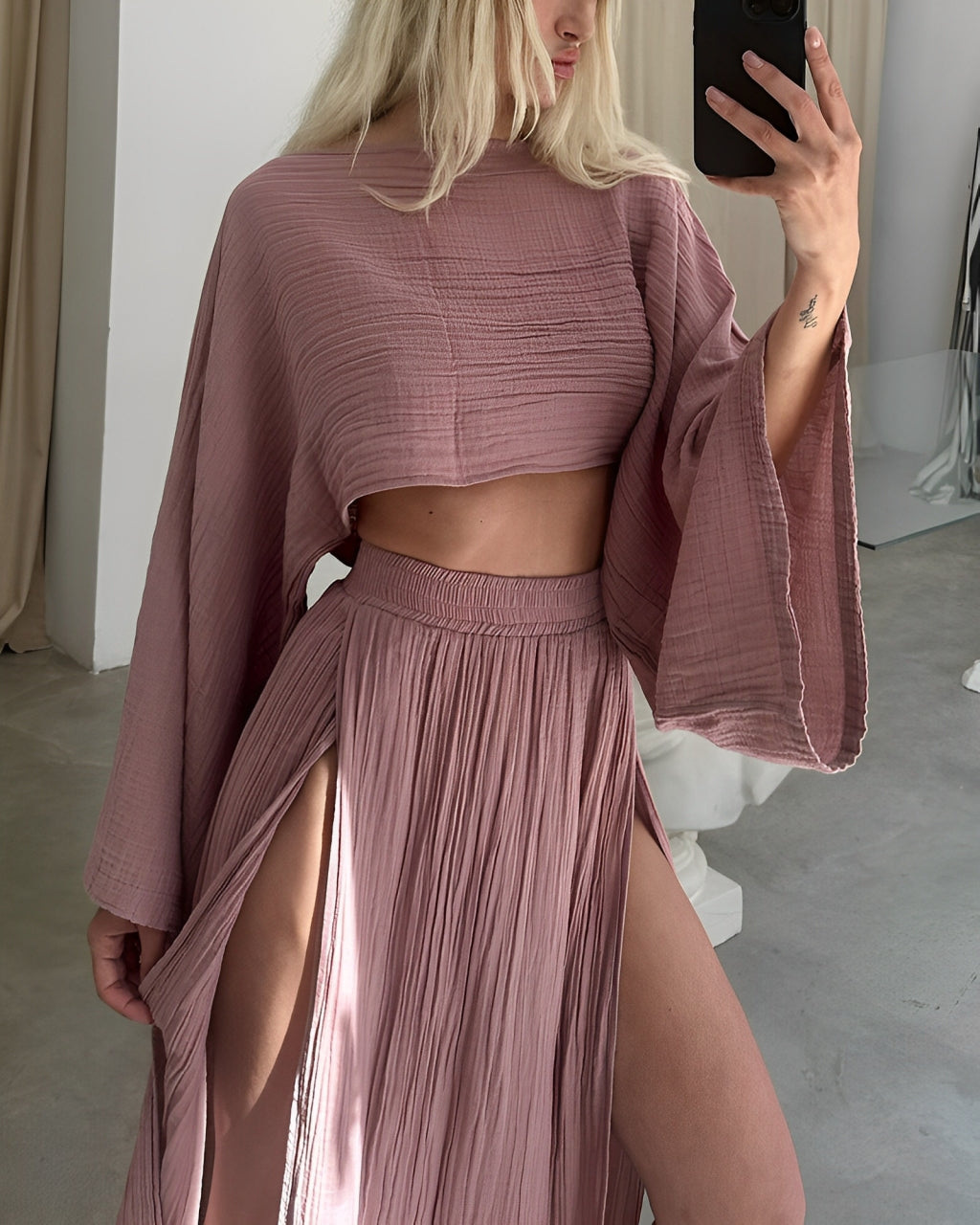 Lynor™ | Chic Slit linen two-piece set