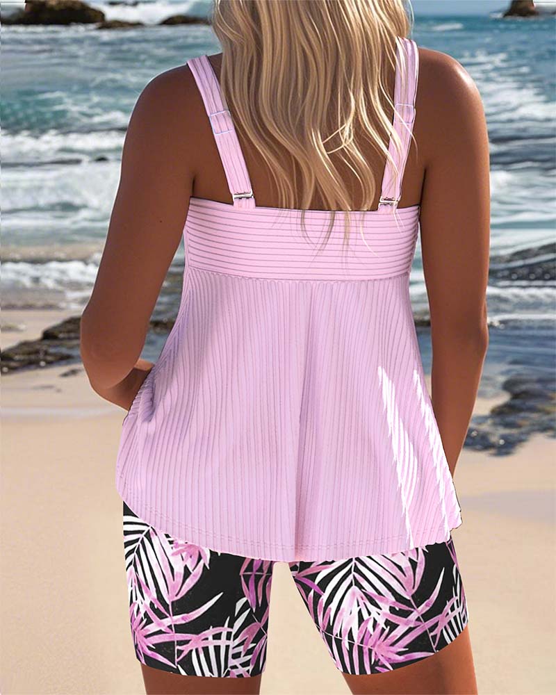 Lynor™ | Striped Tankini – Decorative Top & Matching Beach Shorts