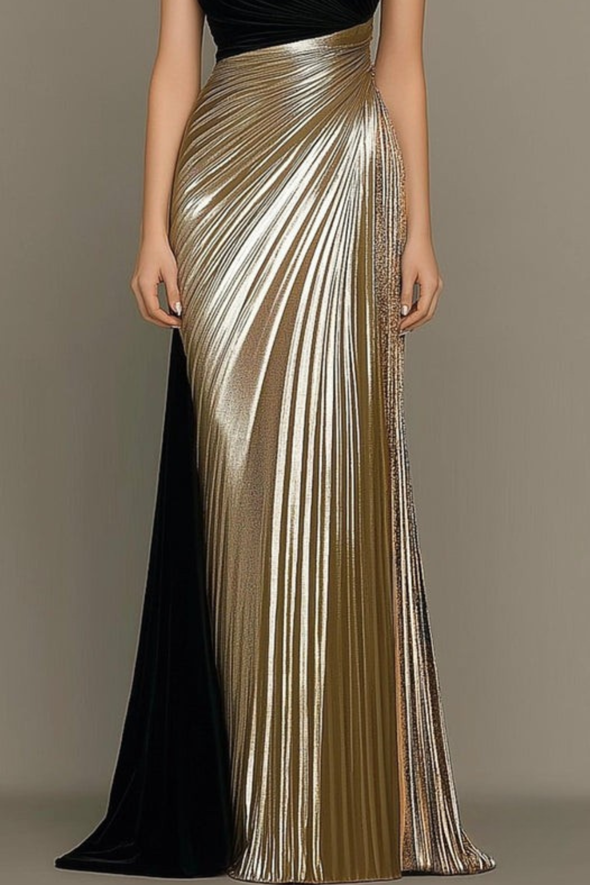 Lynor™ | Asymmetric Evening Dress – Golden Sheen
