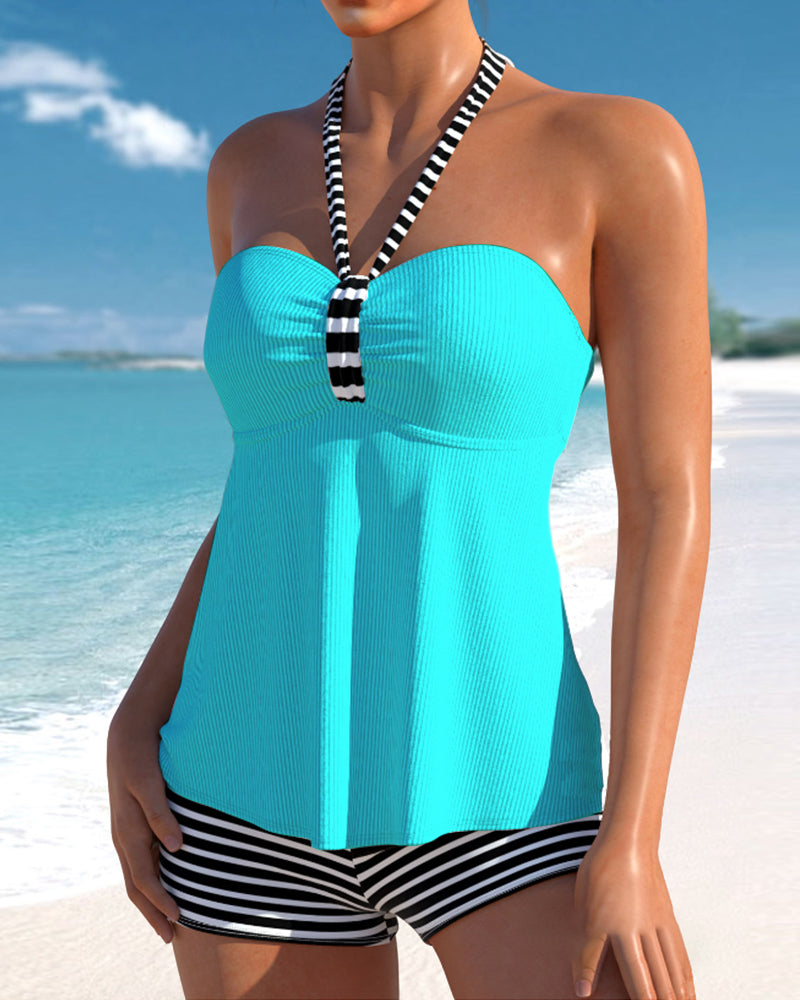 Lynor™ | Striped Backless Tankinis for Effortless Summer Charm