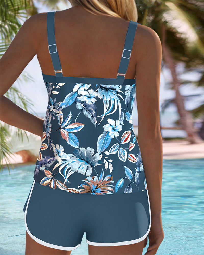 Lynor™ | Sleeveless Tankini – U-Neck & Patterned Design