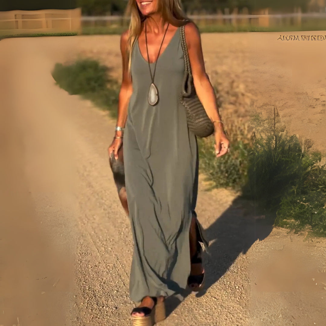 Lynor™ | Flowing V-Neck Maxi Dress