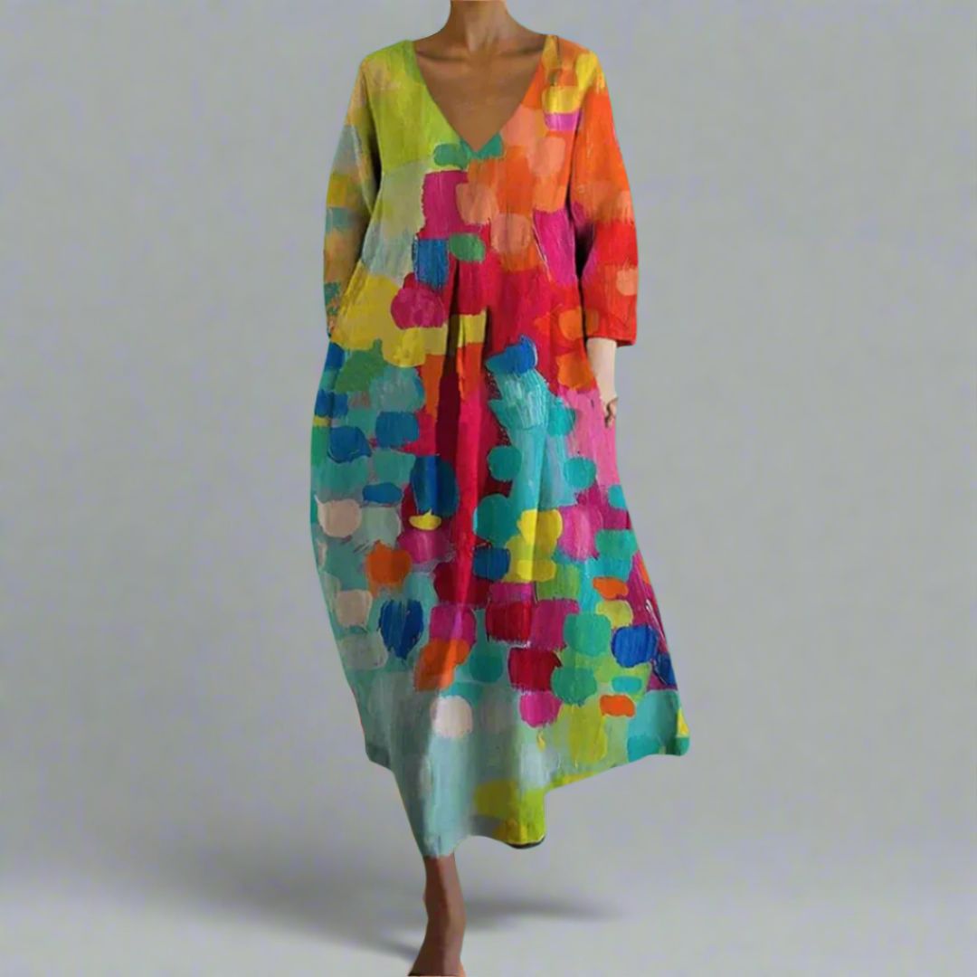 Lynor™ | Colorful V-Neck Dress