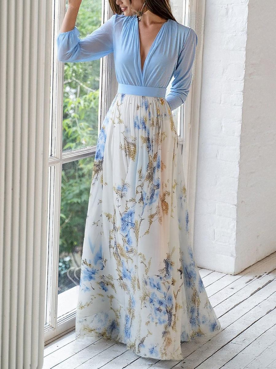 Lynor™ | Floral Print Maxi Dress – Flowing Elegance in Every Bloom