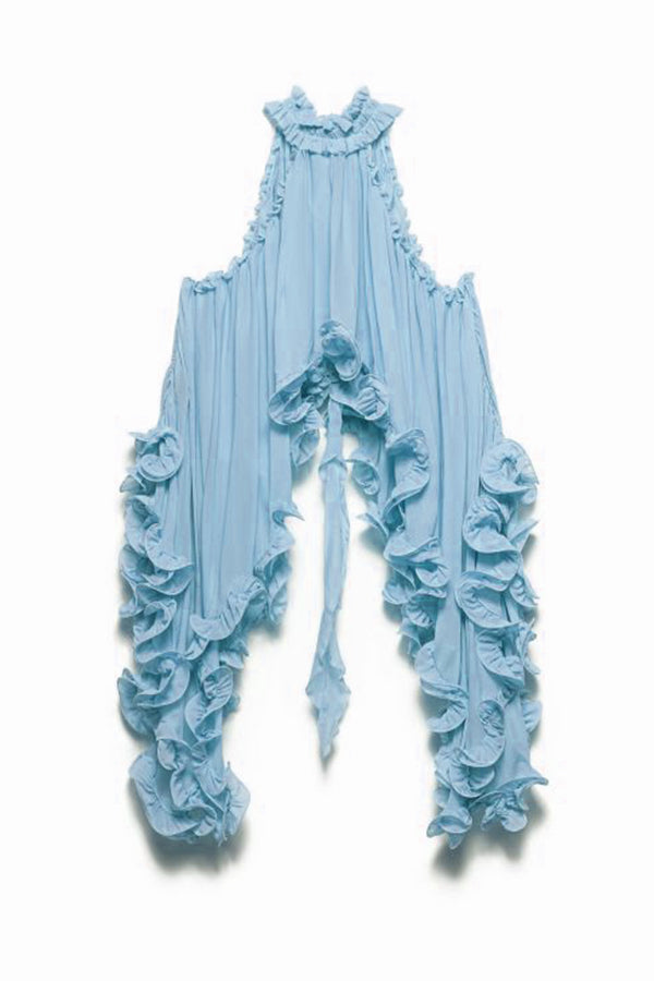 Lynor™ | Ruffled Hem & Neck Tie Flared Top