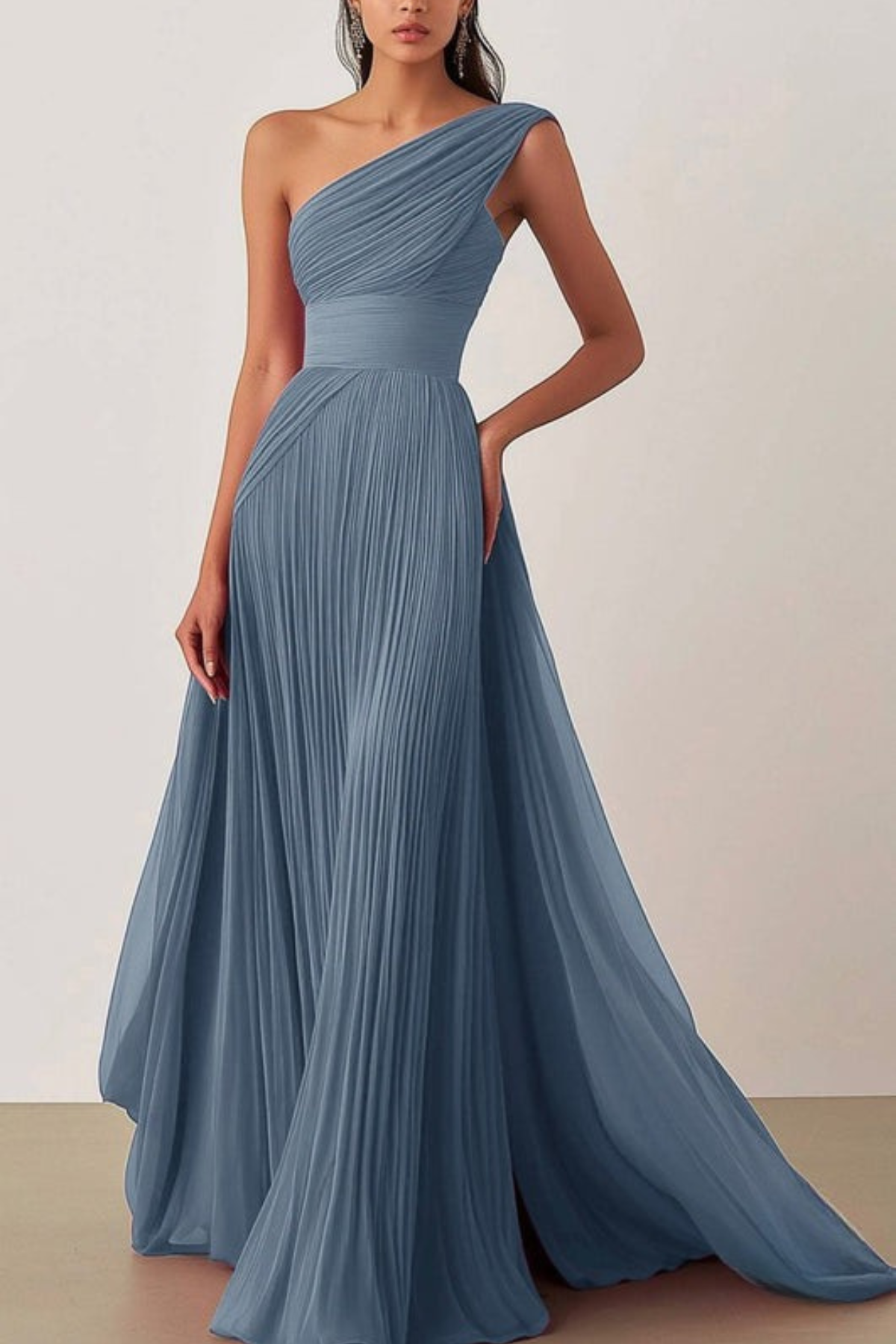Lynor™ | One-Shoulder Pleated Evening Dress