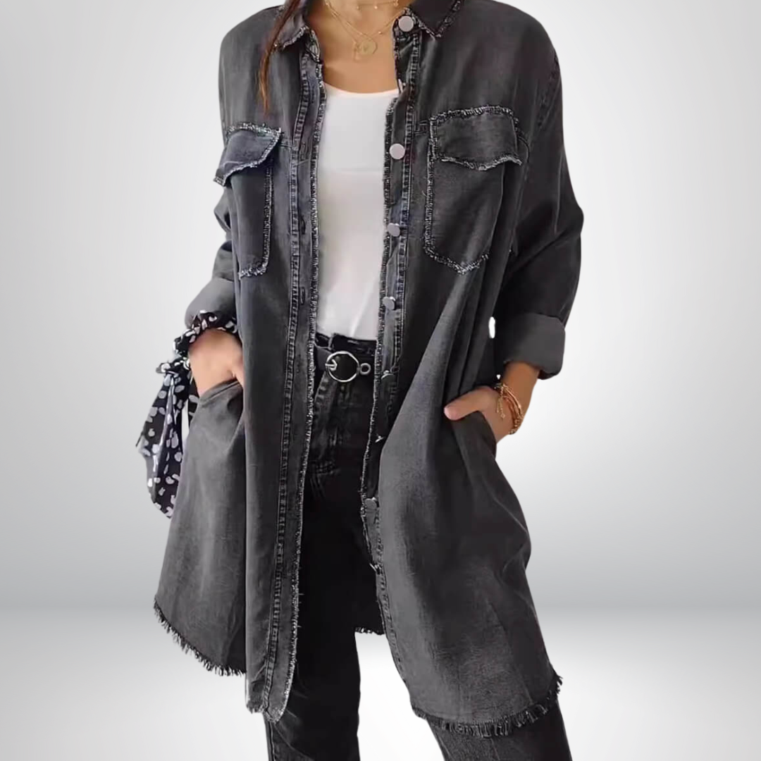 Lynor™ | Long-Sleeve Denim Jacket – Stylish & Versatile with Collar