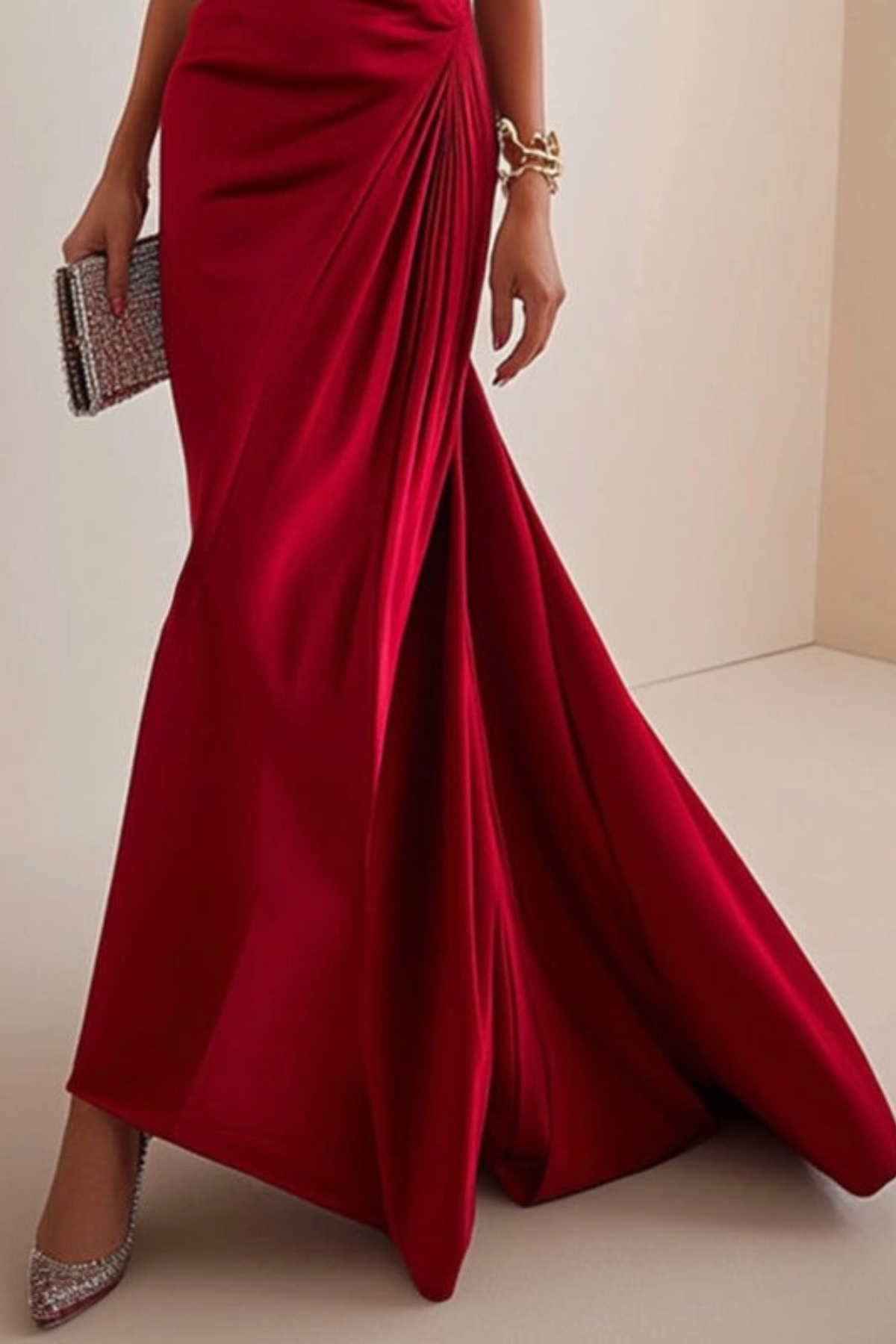 Lynor™ | Strapless Luxe Evening Dress Red
