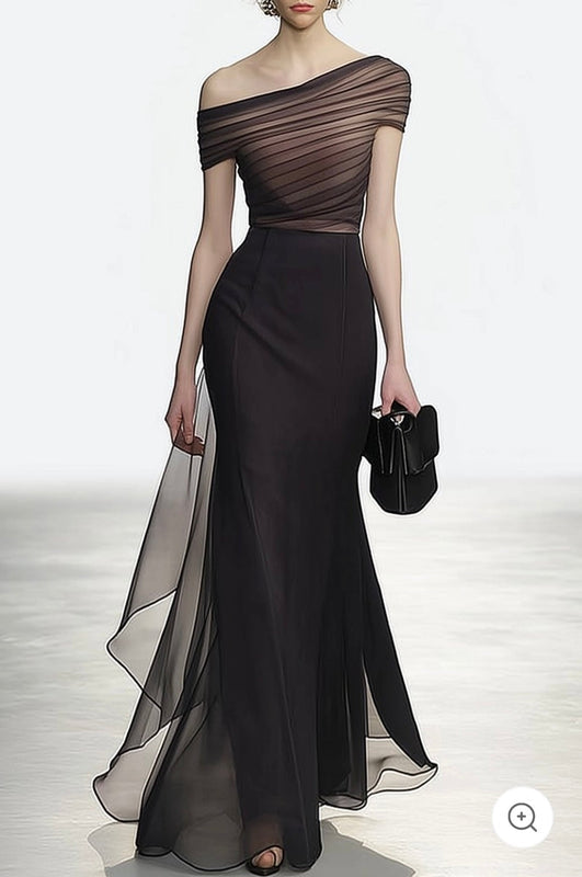 Lynor™ | Off-Shoulder Mesh Evening Dress