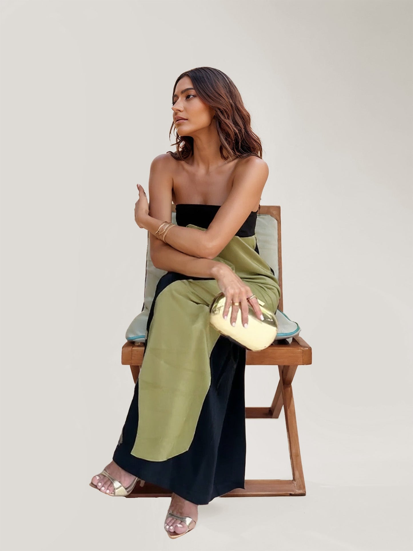 Lynor™ Elegant Long Strapless Dress with Abstract Floral Design