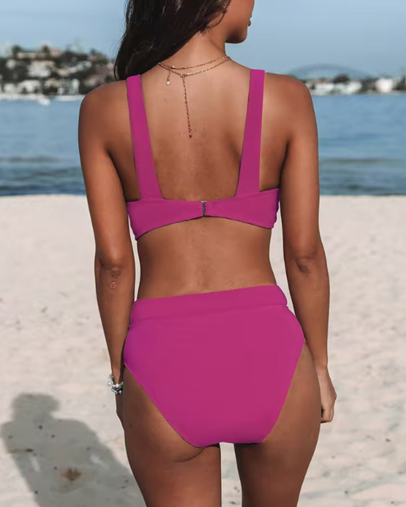 Lynor™ | High-Waisted Solid Colour Bikini for Sleek Summer Elegance