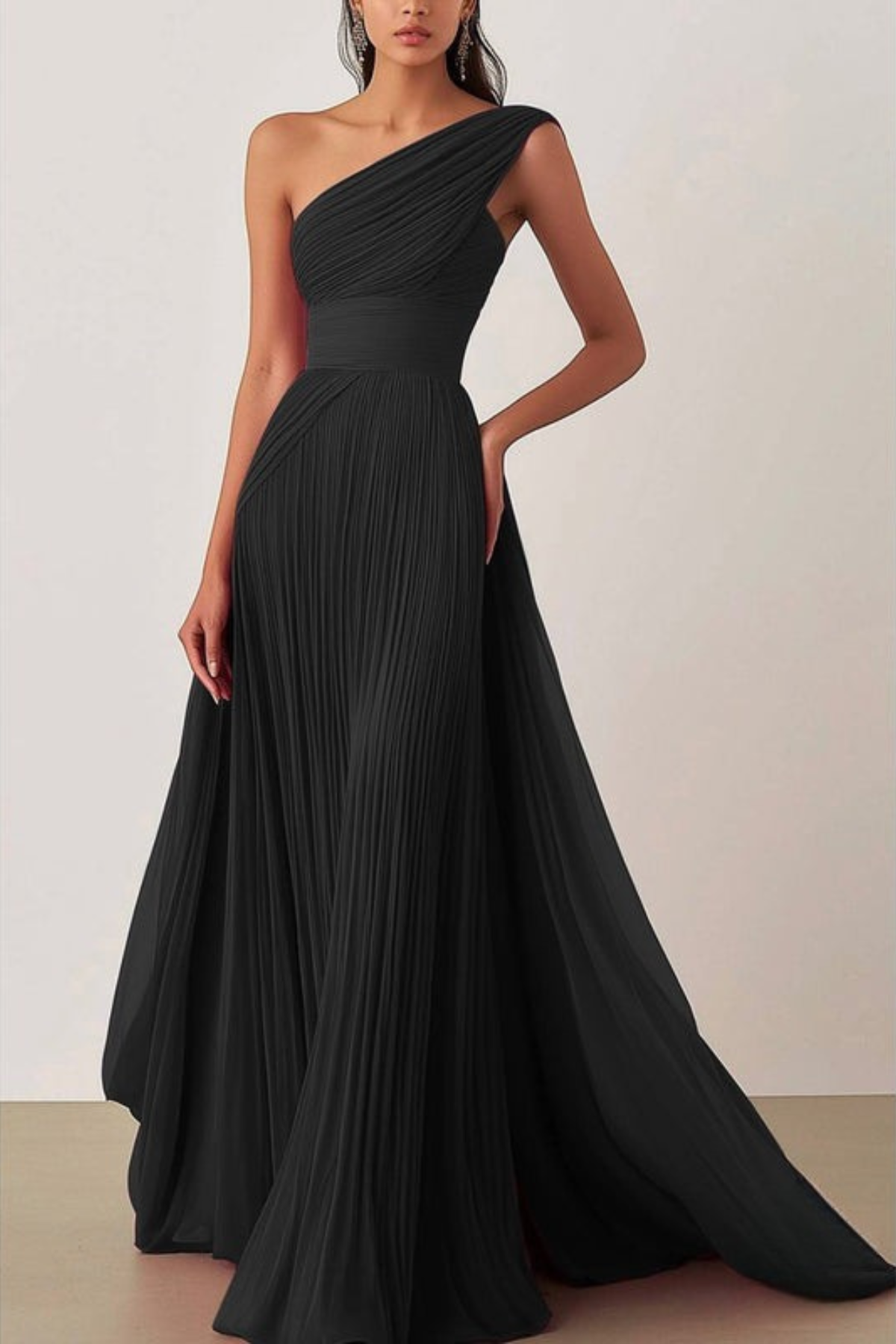 Lynor™ | One-Shoulder Pleated Evening Dress