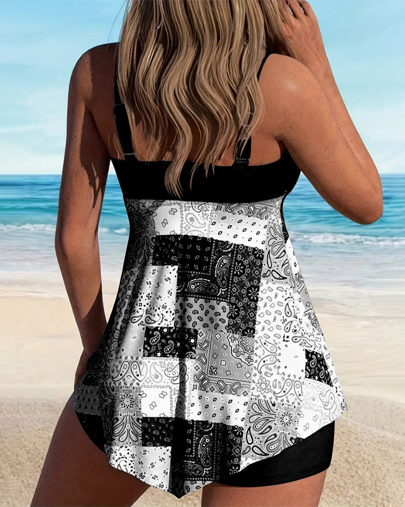 Lynor™ | Patterned Boxer Tankini Set