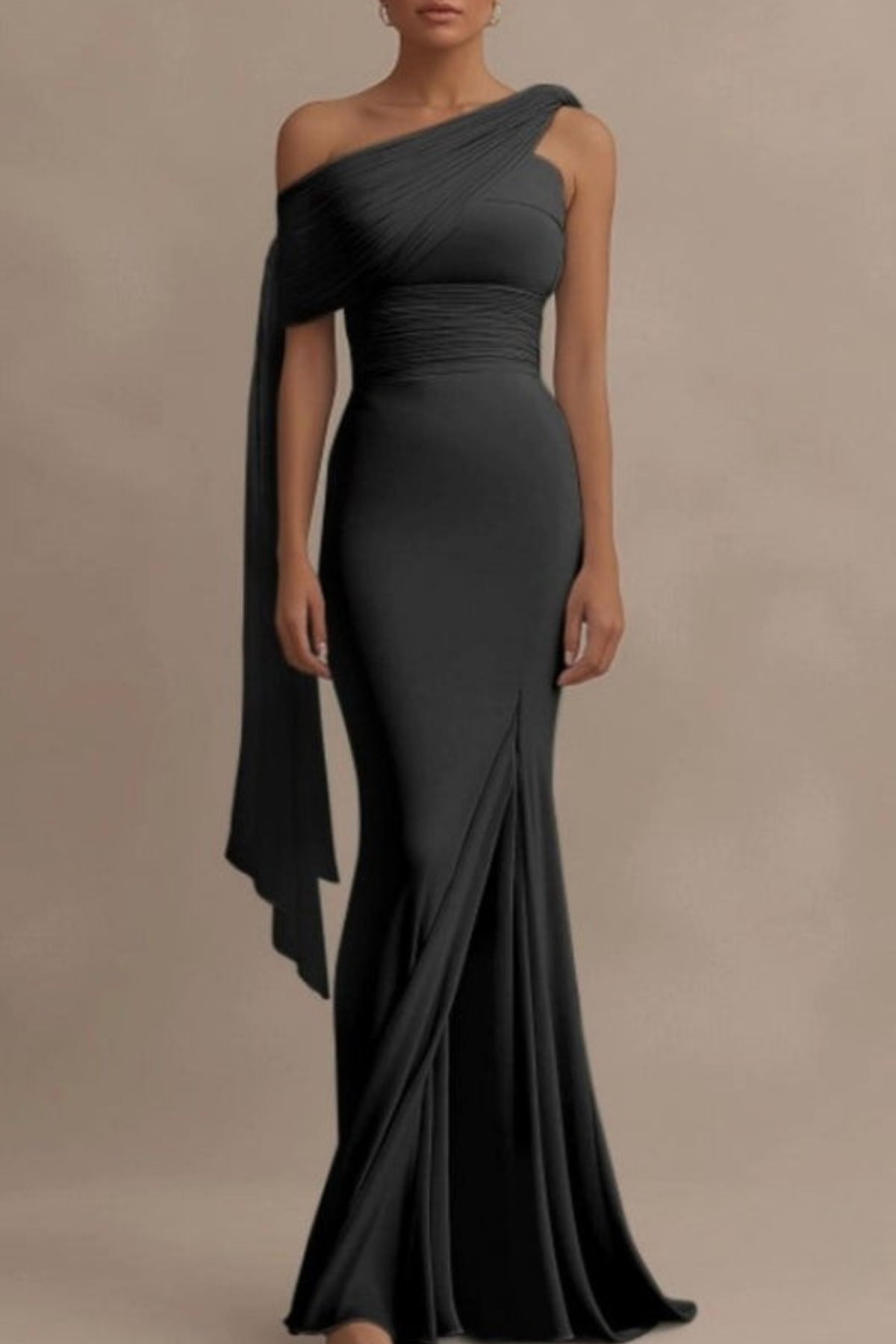 Lynor™ | One-Shoulder Draped Dress – Sky Blue