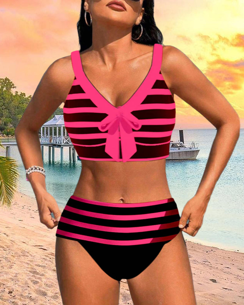 Lynor™ | High-Waisted Striped Bikini for Flattering Summer Confidence