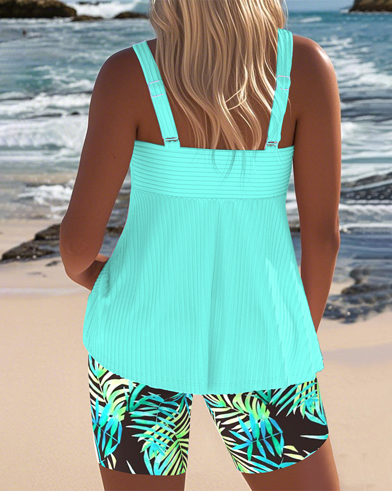 Lynor™ | Striped Tankini – Decorative Top & Matching Beach Shorts