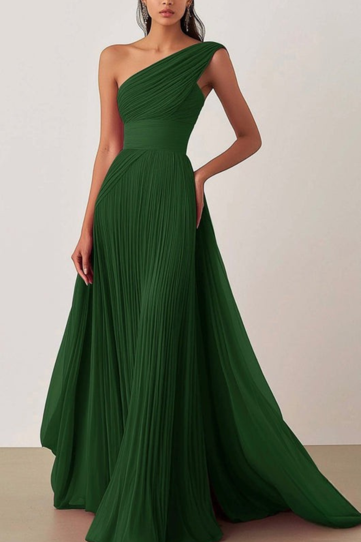 Lynor™ | One-Shoulder Pleated Evening Dress