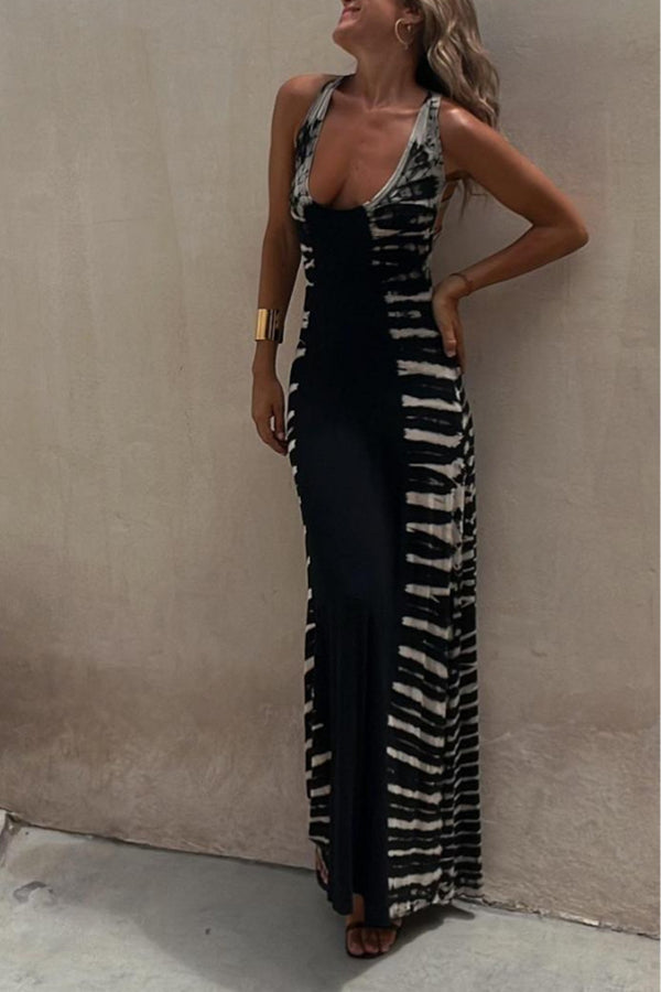 Lynor™ | Elasticized Back Tie-Dye Long Dress
