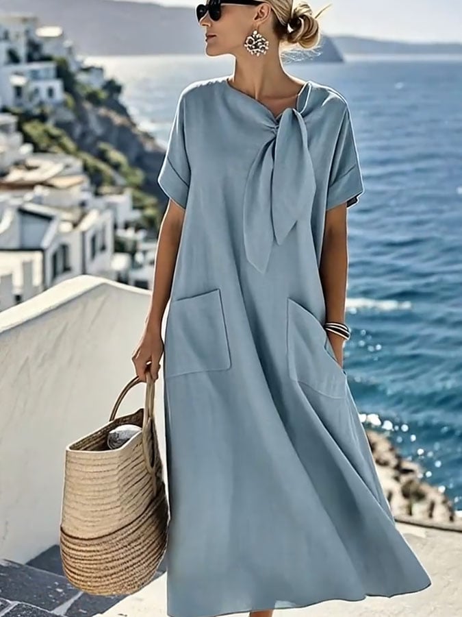 Lynor™ | Loose Cotton-Linen Dress with Pockets