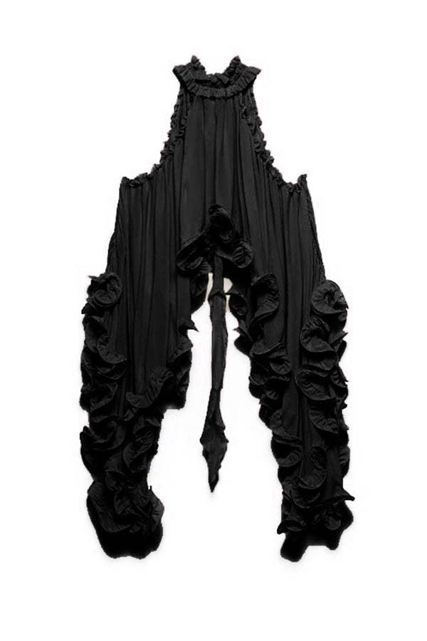 Lynor™ | Ruffled Hem & Neck Tie Flared Top