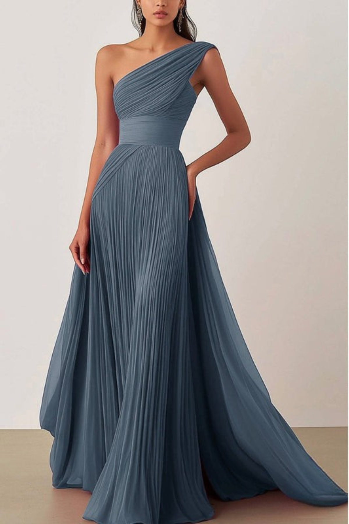 Lynor™ | One-Shoulder Pleated Evening Dress