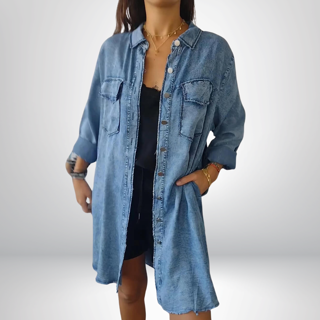 Lynor™ | Long-Sleeve Denim Jacket – Stylish & Versatile with Collar