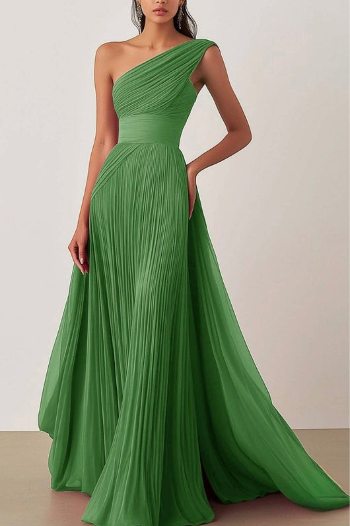 Lynor™ | One-Shoulder Pleated Evening Dress