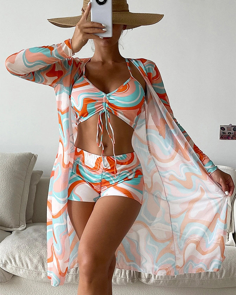 Lynor™ | Laluna – 3-Piece Printed Bikini Set for Effortless Summer Style