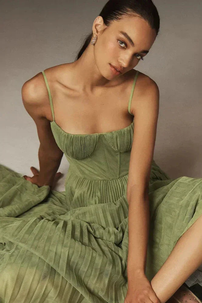 Lynor™ | Pleated Tulle Midi Dress Elegant Charm