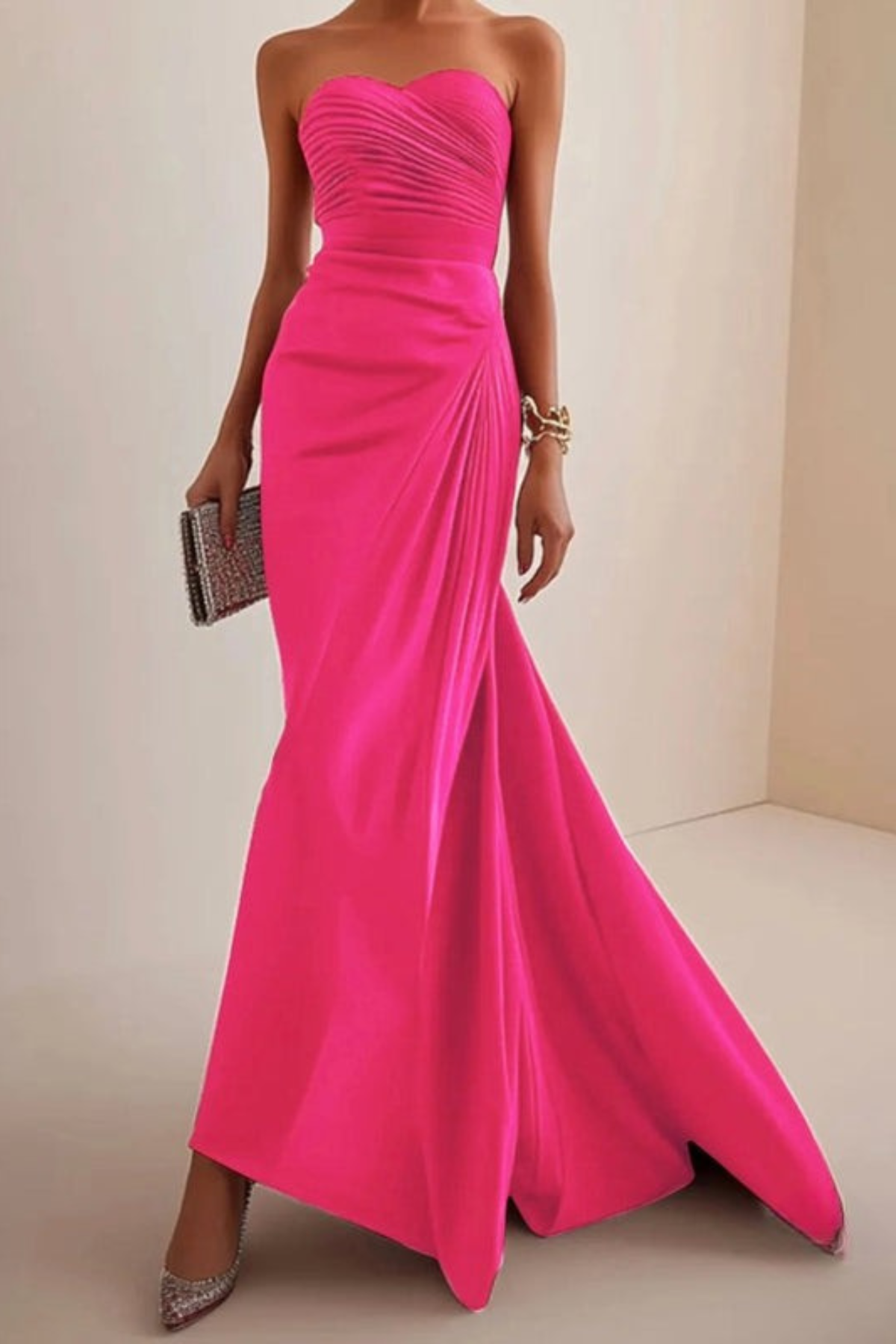Lynor™ | Strapless Luxe Evening Dress Red