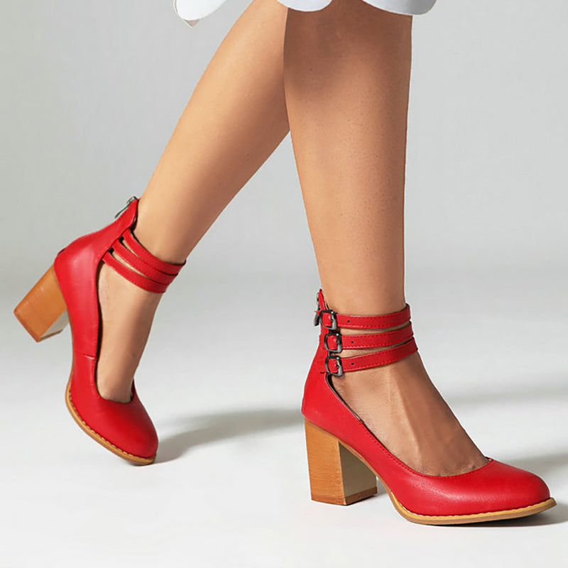 Lynor™ | Chunky Heel Sandals with Simple Ankle Strap – Minimalist Elegance, Maximum Stability
