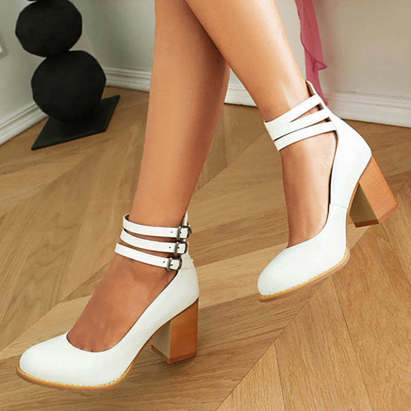 Lynor™ | Chunky Heel Sandals with Simple Ankle Strap – Minimalist Elegance, Maximum Stability
