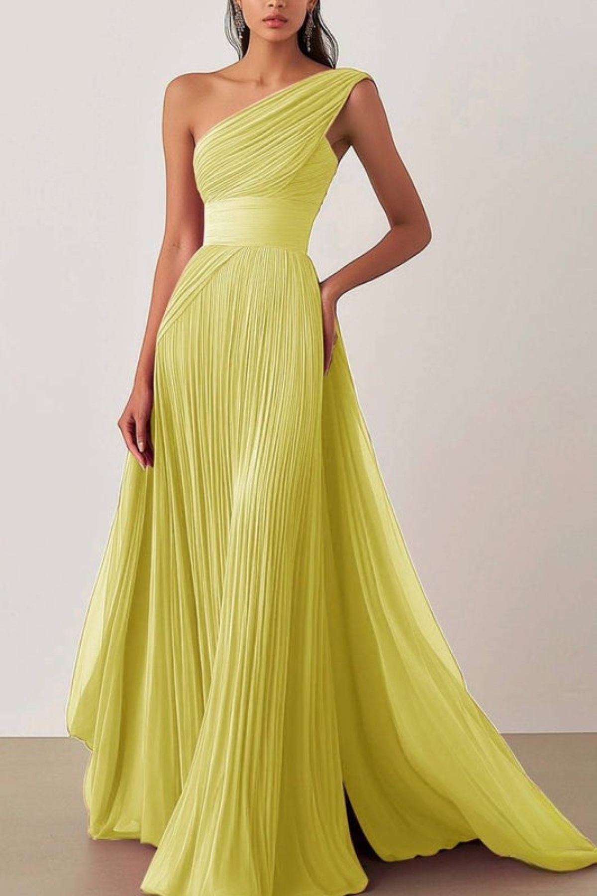 Lynor™ | One-Shoulder Pleated Evening Dress