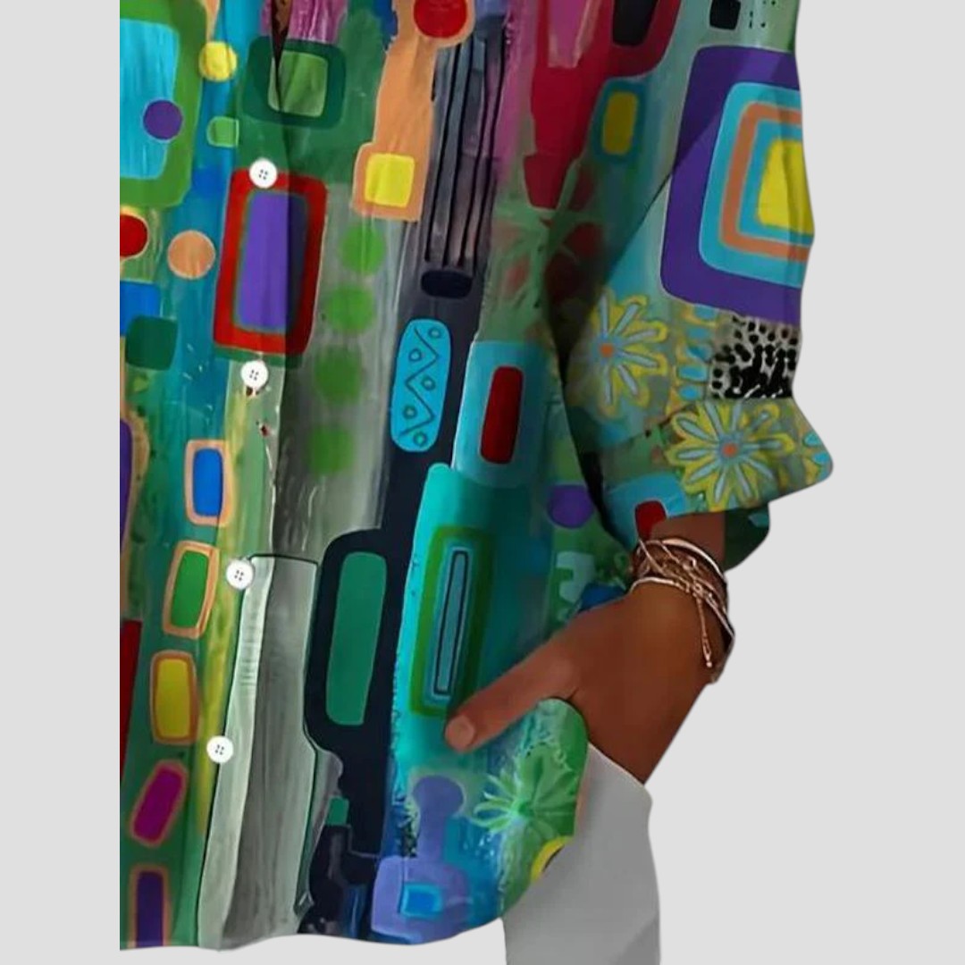 Lynor™ Elegant Blouse – Chic Geometric Pattern