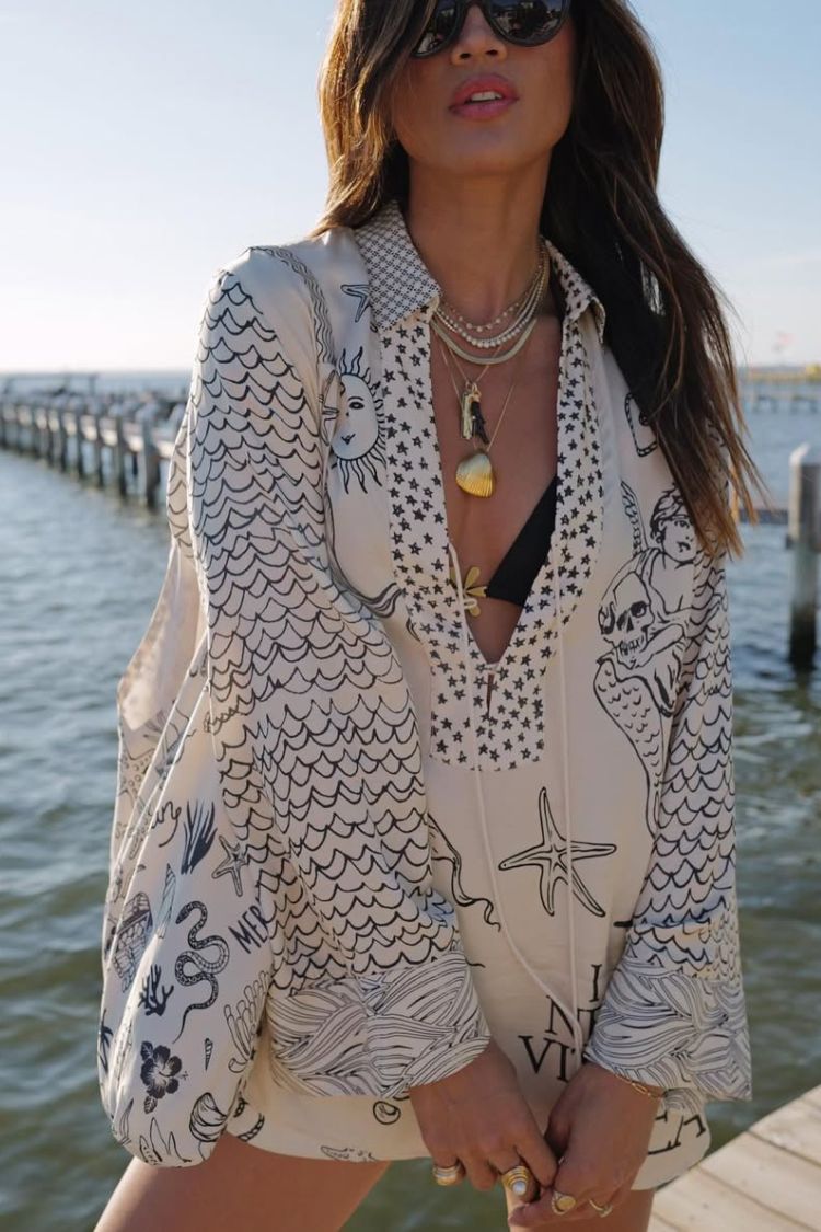 Lynor™ | Relaxed Creative Style Marine Print Shirt & Shorts Set
