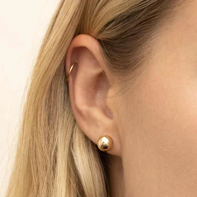 Lynor™ | Ball Stud Earring – Minimalist 16K Gold Elegance